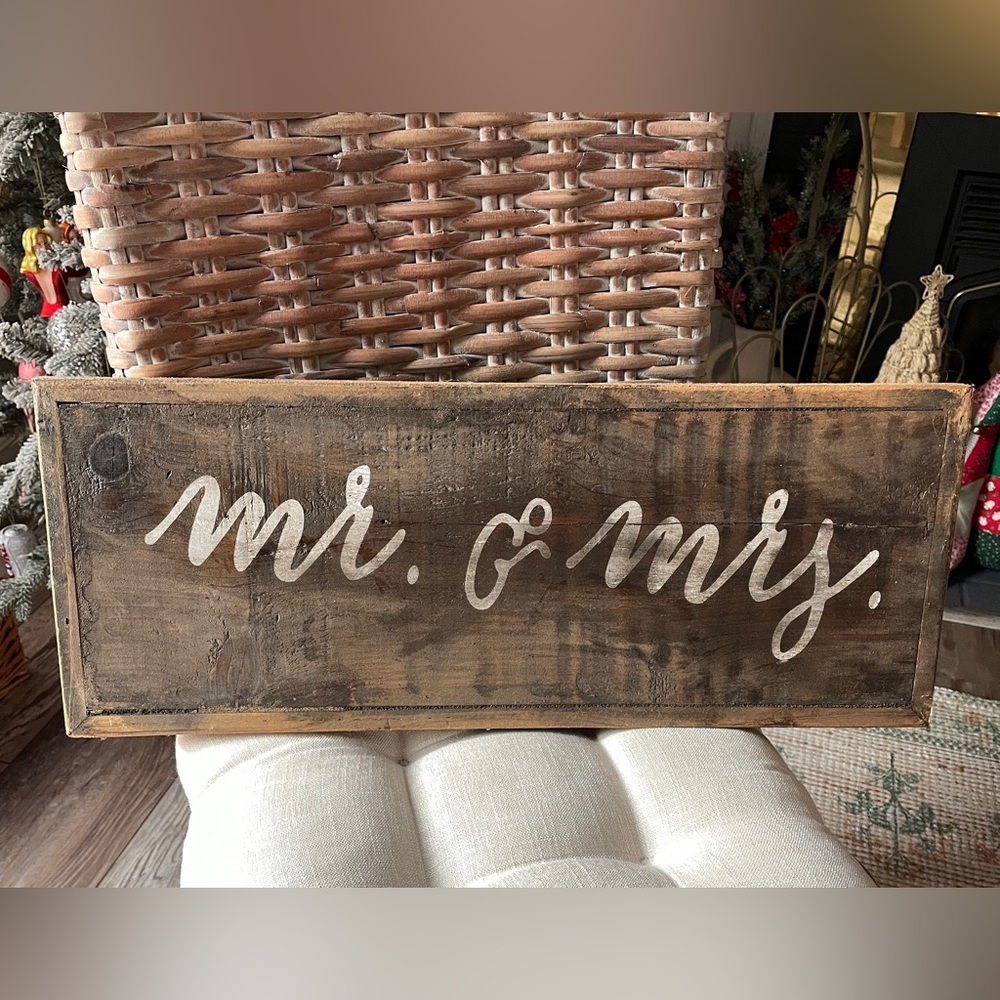 Rustic/Distressed Wood “Mr. & Mrs.” Sign
